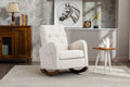 High Back Rocking Chair Nursery Chair .Comfortable Rocker Fabric Padded Seat .Modern High Back Armchair Beige Polyester