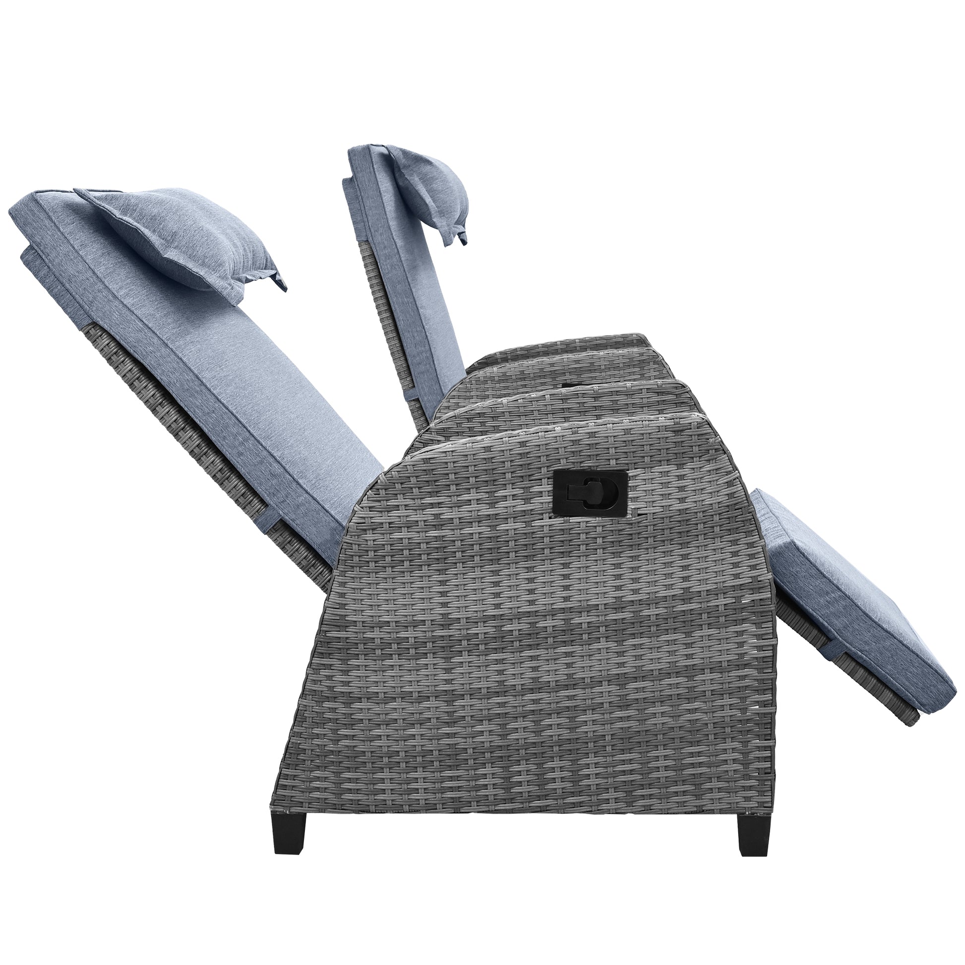 Outdoor Rattan Two Person Combination With Coffee Table, Adjustable, Suitable For Courtyard, Swimming Pool, Balcony Gray Hdpe