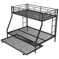 Twin Over Full Bed With Sturdy Steel Frame, Bunk Bed With Twin Size Trundle, Two Side Ladders, Black Old Sku:Mf194424Aab Black Metal