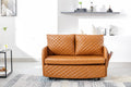 Coolmore Convertible Sleeper Sofa Bed, Modern Velvet Loveseat Couch With Pull Out Bed, Small Beautiful Seat Futon Sofa Bed With Headboard, 2 Pillows & Side Pockets For Living Room Brown Pu