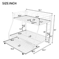 Twin Over Full Bed With Sturdy Steel Frame, Bunk Bed With Twin Size Trundle, Two Side Ladders, White Old Sku:Mf194424Aak White Metal