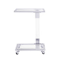 W82153573 Chrome Glass Side Table, Acrylic End Table, Glass Top C Shape Square Table With Metal Base For Living Room, Bedroom, Balcony Home And Office Chrome Glass Iron