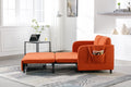 Coolmore Convertible Sleeper Sofa Bed, Modern Velvet Loveseat Couch With Pull Out Bed, Small Beautiful Seat Futon Sofa Bed With Headboard, 2 Pillows & Side Pockets For Living Room Orange Linen