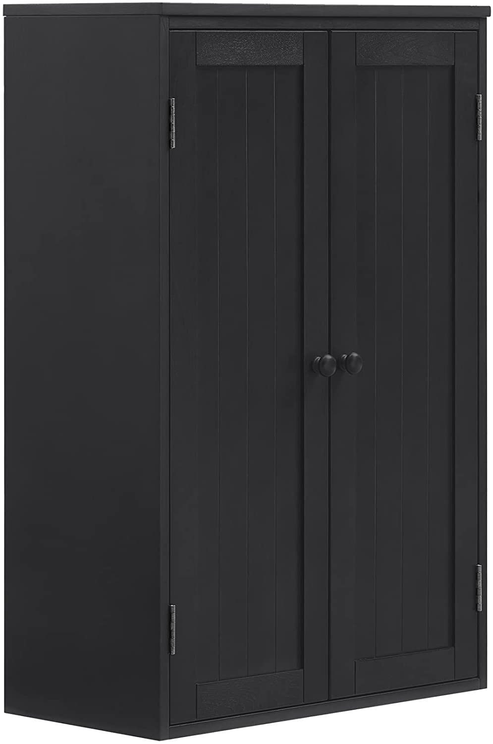 Bathroom Storage Cabinet Freestanding Wooden Floor Cabinet With Adjustable Shelf And Double Door Black Black Mdf