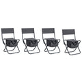 Set Of 5, Folding Outdoor Table And Chair Set For Indoor, Outdoor Camping, Picnics, Beach,Backyard, Bbq, Party, Patio, Black Gray Black Gray Aluminum