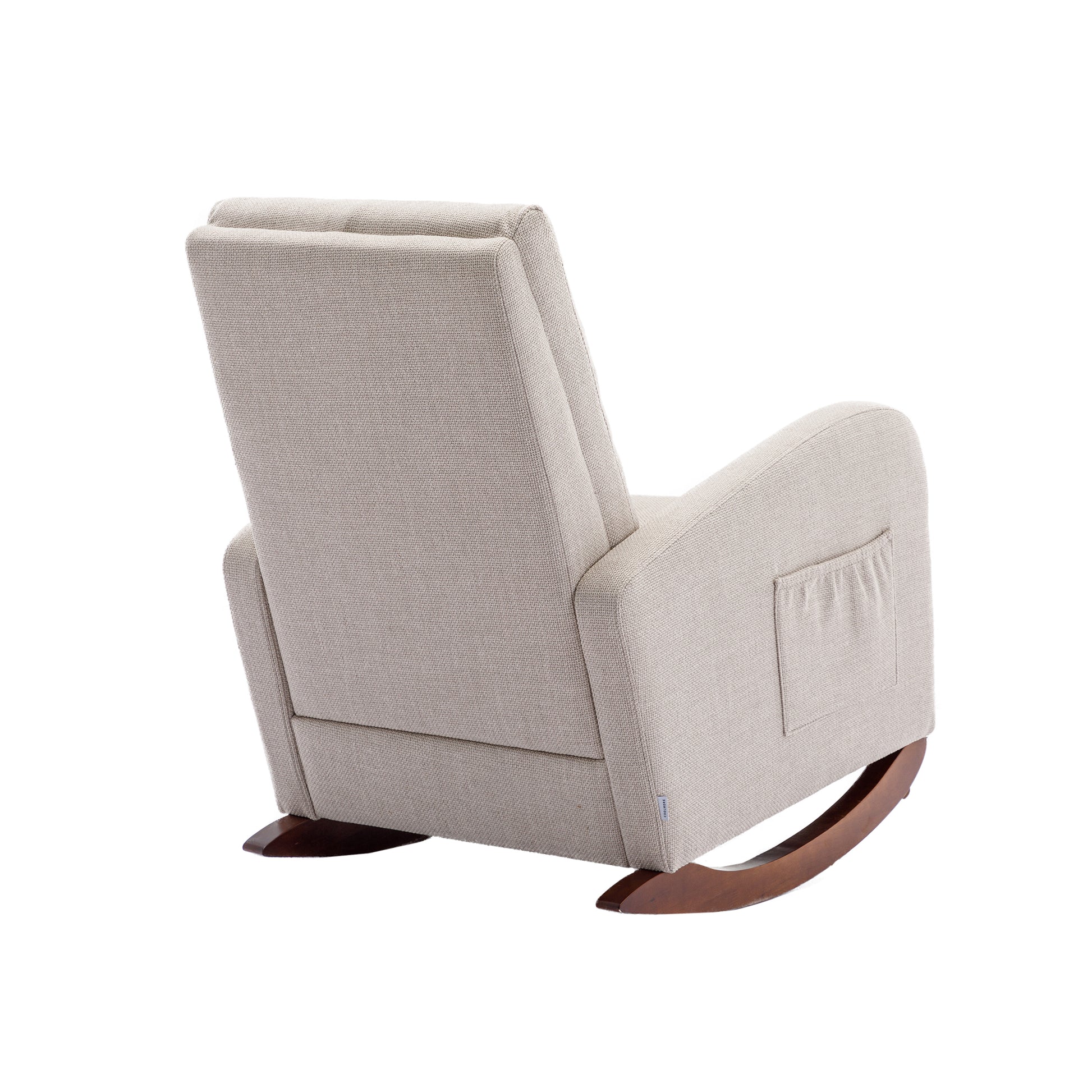 High Back Rocking Chair Nursery Chair .Comfortable Rocker Fabric Padded Seat .Modern High Back Armchair Oyster Grey Polyester