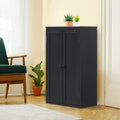 Bathroom Storage Cabinet Freestanding Wooden Floor Cabinet With Adjustable Shelf And Double Door Black Black Mdf