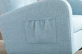 High Back Rocking Chair Nursery Chair .Comfortable Rocker Fabric Padded Seat .Modern High Back Armchair Light Blue Polyester