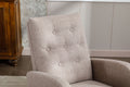 High Back Rocking Chair Nursery Chair .Comfortable Rocker Fabric Padded Seat .Modern High Back Armchair Camel Polyester