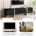 White & Black Contemporary Rectangle Design Tv Stand, Unique Style Tv Console Table For Tvs Up To 80'', Modern Tv Cabinet With High Gloss Uv Surface For Living Room. Black Particle Board