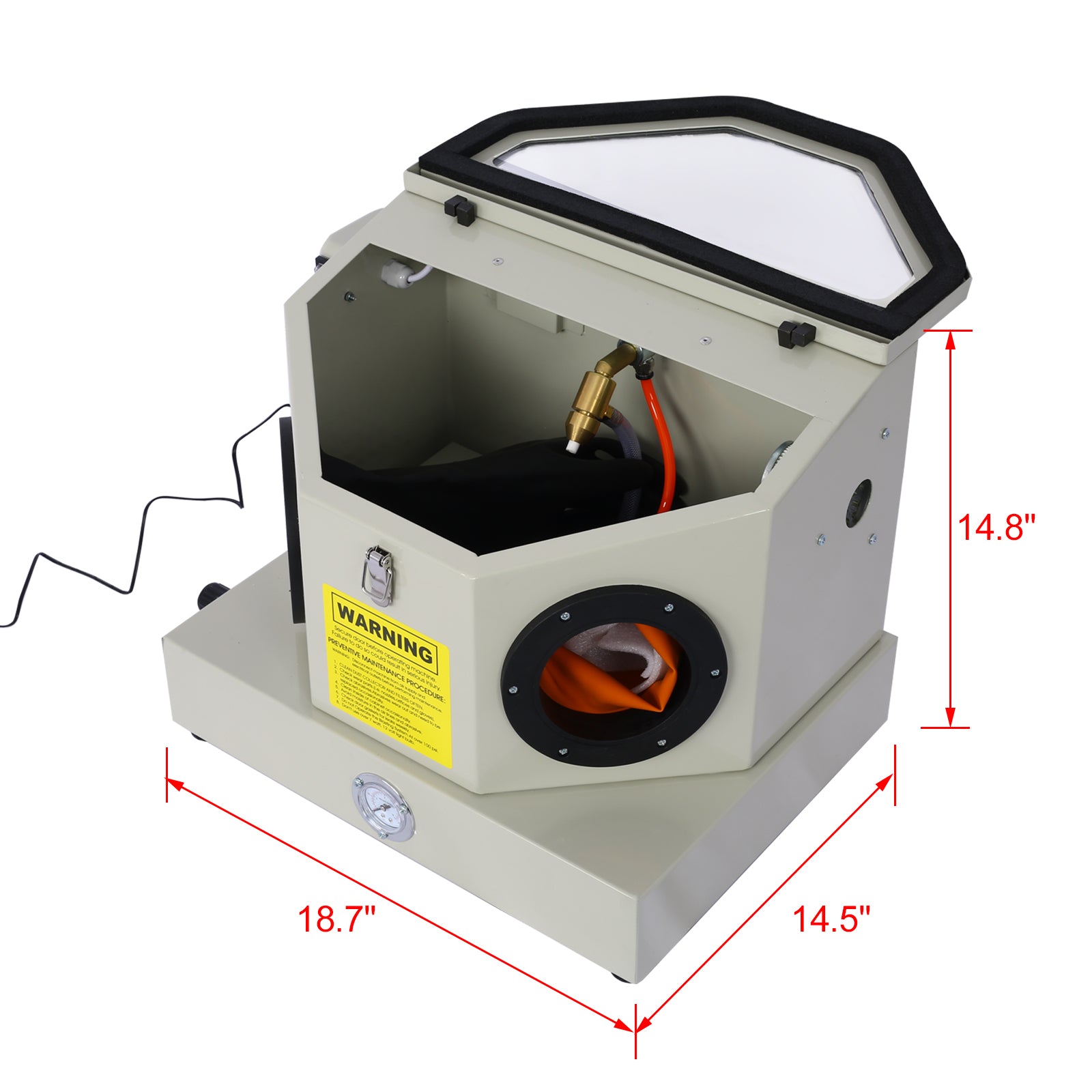 Mini Sandblaster Ergonomic And Compact Design For Precise Sandblasting, With Heavy Steel Construction And Built In Blast Gs For No Sand Leakage, Bright Led Lighting System Gray Metal