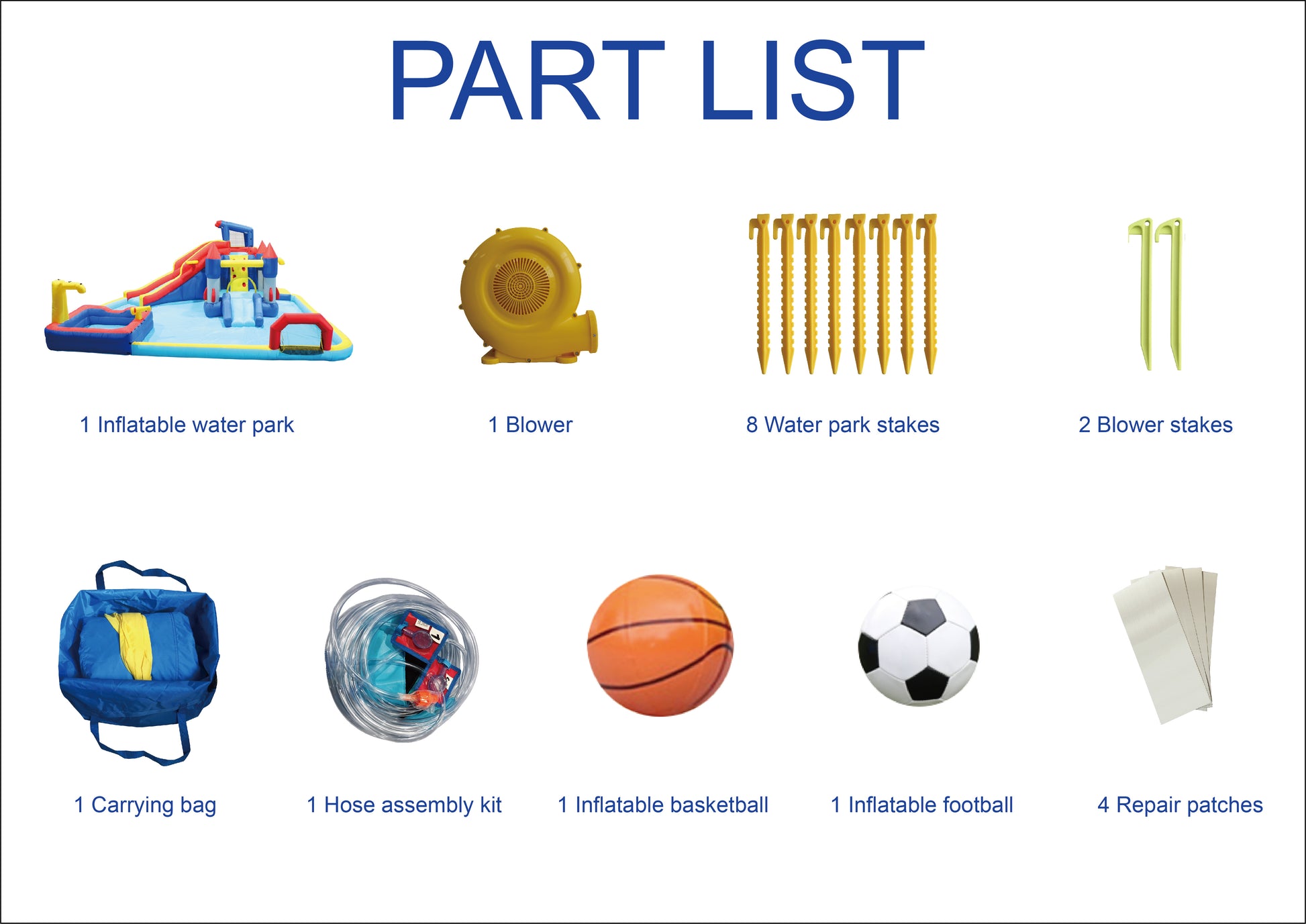 10 In1 Inflatable Slide Water Park Bouncing House Garden With Splash Pool & Water& Basketball & Climbing Wall & Dual Pools & Soccer Multicolor Oxford Fabric