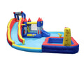 10 In1 Inflatable Slide Water Park Bouncing House Garden With Splash Pool & Water& Basketball & Climbing Wall & Dual Pools & Soccer Multicolor Oxford Fabric