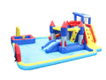 10 In1 Inflatable Slide Water Park Bouncing House Garden With Splash Pool & Water& Basketball & Climbing Wall & Dual Pools & Soccer Multicolor Oxford Fabric