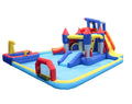 10 In1 Inflatable Slide Water Park Bouncing House Garden With Splash Pool & Water& Basketball & Climbing Wall & Dual Pools & Soccer Multicolor Oxford Fabric