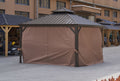 12*12Ft Patic Gazebo,Alu Gazebo With Steel Canopy,Outdoor Permanent Hardtop Gazebo Canopy For Patio, Garden, Backyard Bronze Steel