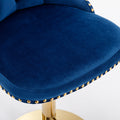 Golden Swivel Velvet Barstools Adjusatble Seat Height From 25 33 Inch, Modern Upholstered Bar Stools With Backs Comfortable Tufted For Home Pub And Kitchen Island,Blue,Set Of 2 Blue Dining Room American Design Bar Stools Wing Back Foam Velvet
