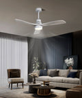 52 Inch Ceiling Fan Light With 6 Speed Remote Silver 3 Wood Blade Reversible Dc Motor For Bedroom Silver Metal & Wood