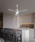 52 Inch Ceiling Fan Light With 6 Speed Remote Silver 3 Wood Blade Reversible Dc Motor For Bedroom Silver Metal & Wood