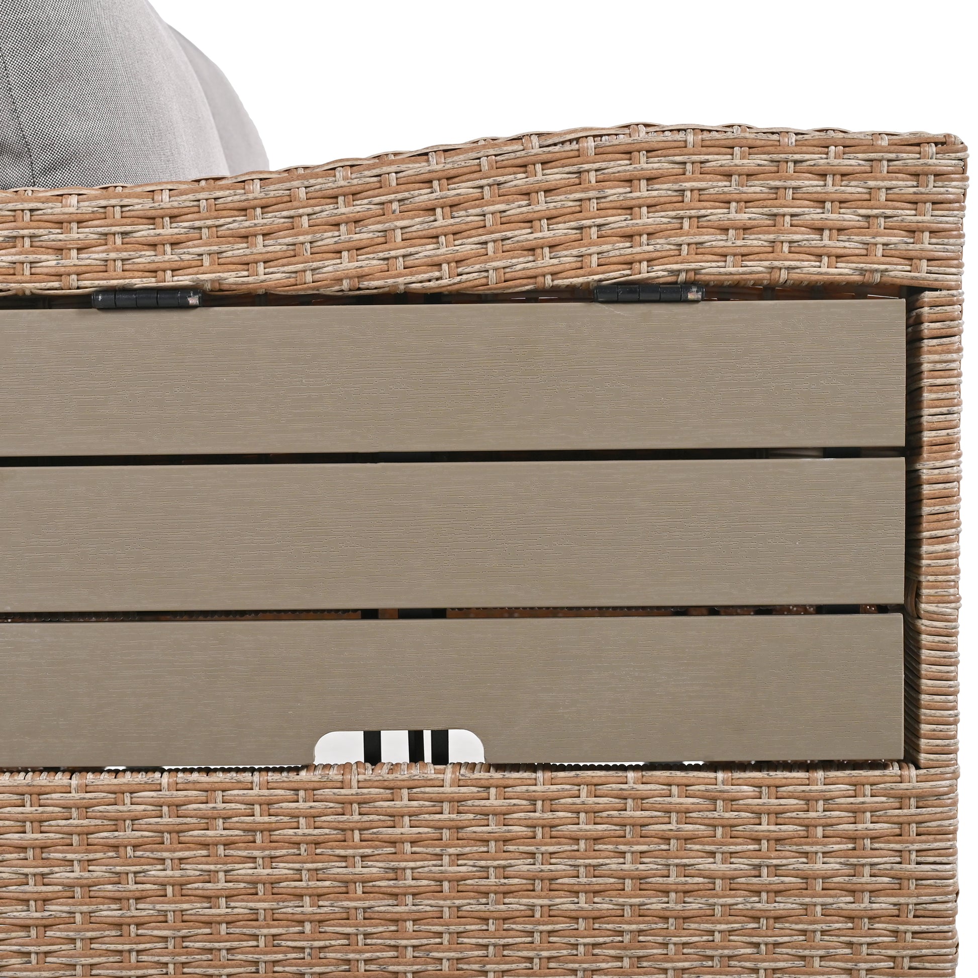 Tomax 5 Piece Outdoor Patio Rattan Sofa Set, Sectional Pe Wicker L Shaped Garden Furniture Set With 2 Extendable Side Tables, Dining Table And Washable Covers For Backyard, Poolside, Indoor, Brown