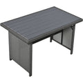 Tomax 5 Piece Outdoor Patio Rattan Sofa Set, Sectional Pe Wicker L Shaped Garden Furniture Set With 2 Extendable Side Tables, Dining Table And Washable Covers For Backyard, Poolside, Indoor, Gray Yes Complete Patio Set Gray Water Resistant Frame Water