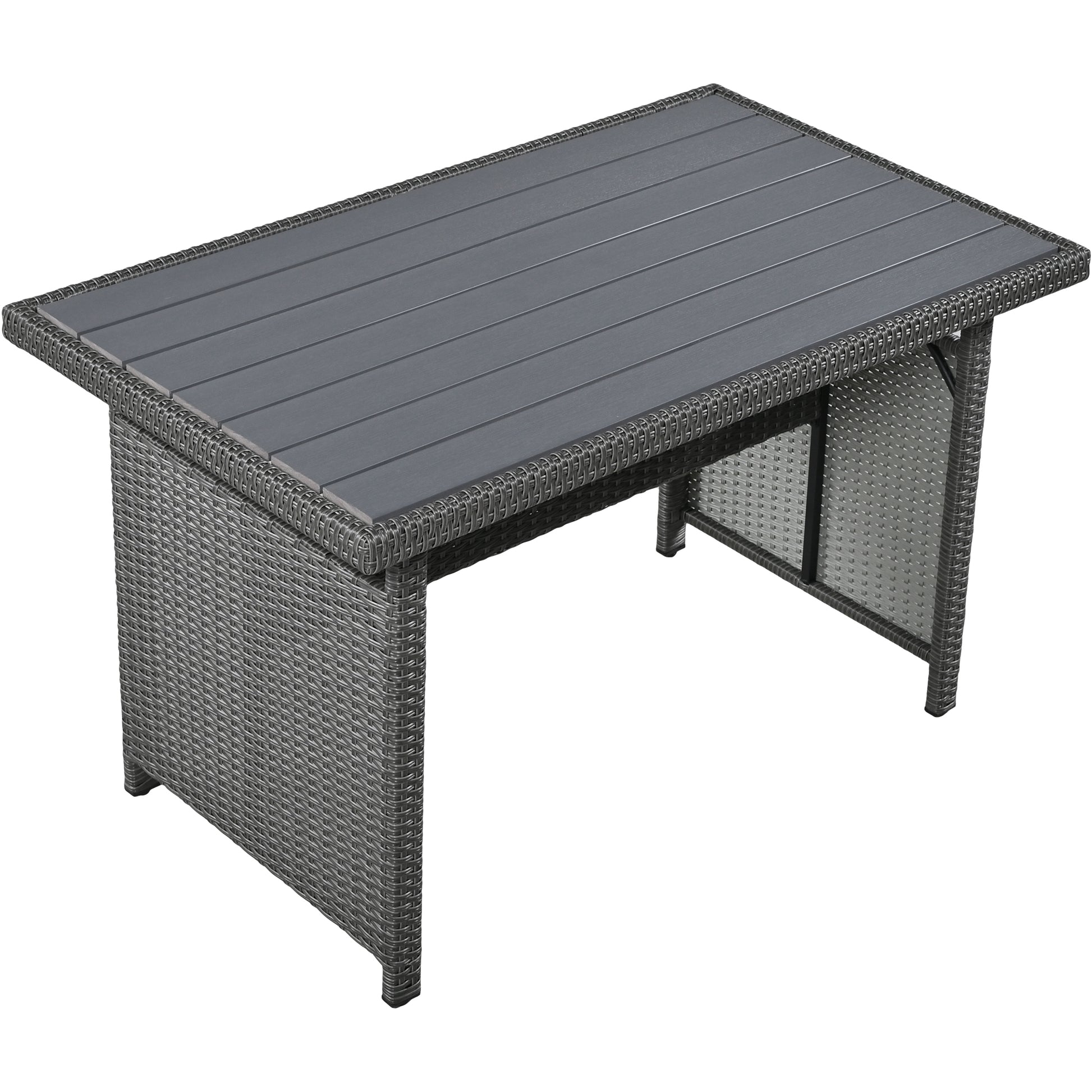 Tomax 5 Piece Outdoor Patio Rattan Sofa Set, Sectional Pe Wicker L Shaped Garden Furniture Set With 2 Extendable Side Tables, Dining Table And Washable Covers For Backyard, Poolside, Indoor, Gray Yes Complete Patio Set Gray Water Resistant Frame Water
