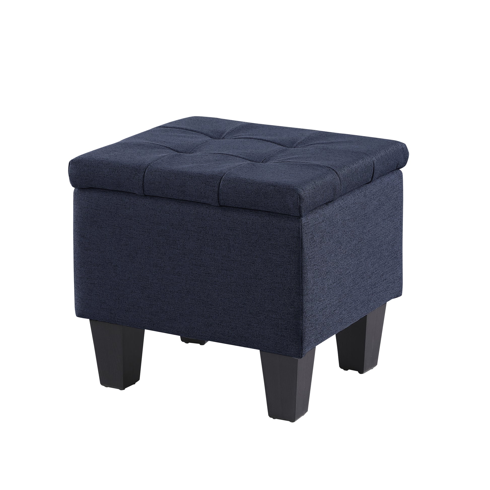 Video Large Storage Ottoman Bench Set, 3 In 1 Combination Ottoman, Tufted Ottoman Linen Bench For Living Room, Entryway, Hallway, Bedroom Support 250Lbs Dark Blue Fabric