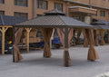 12*12Ft Patic Gazebo,Alu Gazebo With Steel Canopy,Outdoor Permanent Hardtop Gazebo Canopy For Patio, Garden, Backyard Bronze Steel