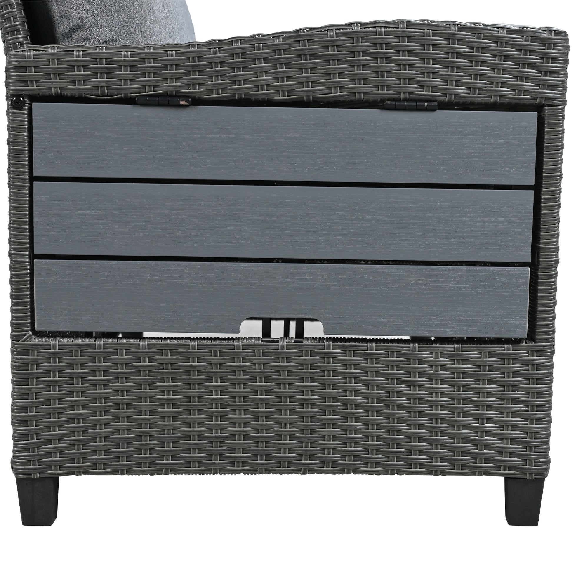 Tomax 5 Piece Outdoor Patio Rattan Sofa Set, Sectional Pe Wicker L Shaped Garden Furniture Set With 2 Extendable Side Tables, Dining Table And Washable Covers For Backyard, Poolside, Indoor, Gray Yes Complete Patio Set Gray Water Resistant Frame Water
