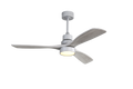 52 Inch Ceiling Fan Light With 6 Speed Remote Silver 3 Wood Blade Reversible Dc Motor For Bedroom Silver Metal & Wood