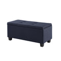 Video Large Storage Ottoman Bench Set, 3 In 1 Combination Ottoman, Tufted Ottoman Linen Bench For Living Room, Entryway, Hallway, Bedroom Support 250Lbs Dark Blue Fabric