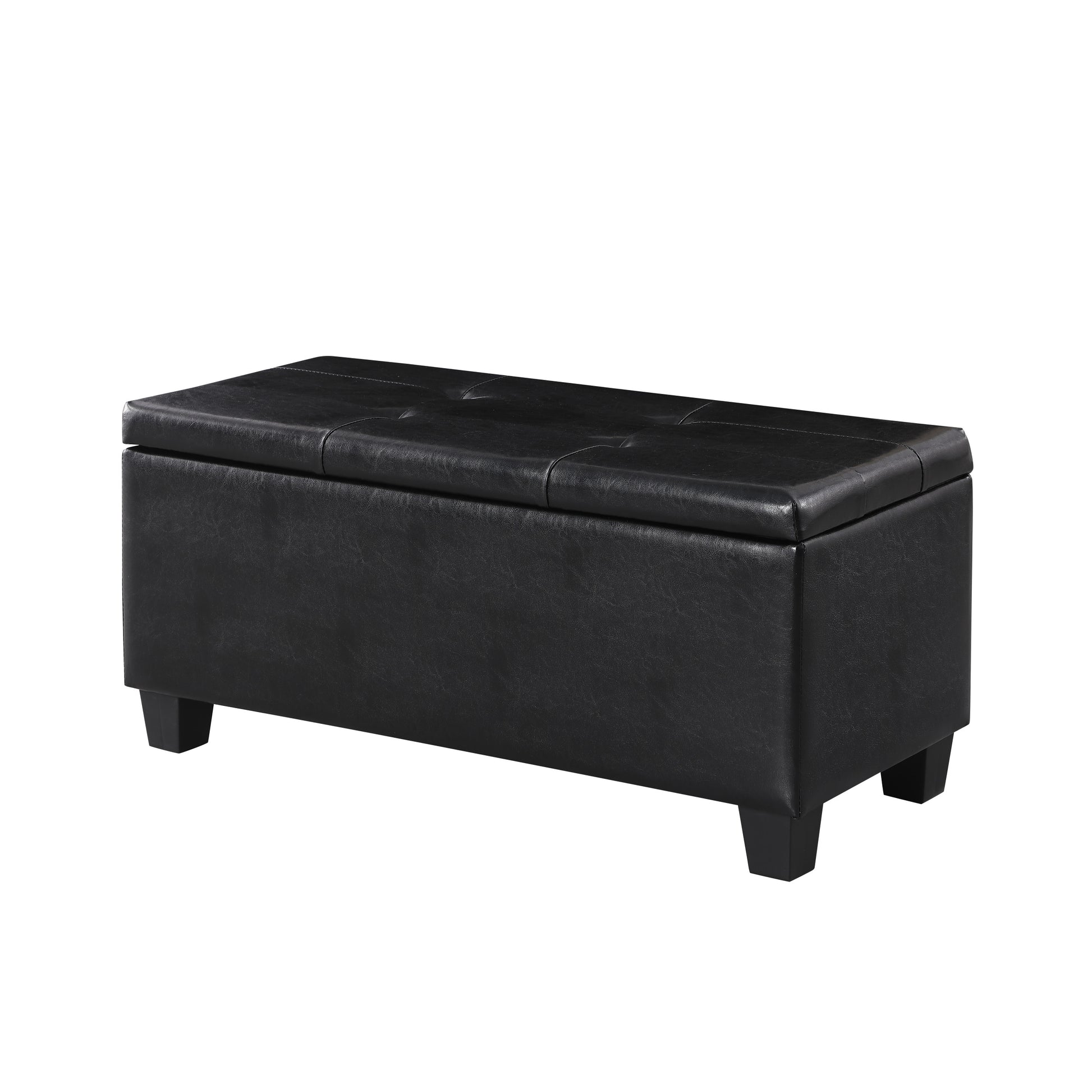 Video Large Storage Ottoman Bench Set, 3 In 1 Combination Ottoman, Tufted Ottoman Linen Bench For Living Room, Entryway, Hallway, Bedroom Support 250Lbs Black Pu