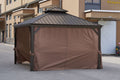 12*12Ft Patic Gazebo,Alu Gazebo With Steel Canopy,Outdoor Permanent Hardtop Gazebo Canopy For Patio, Garden, Backyard Bronze Steel