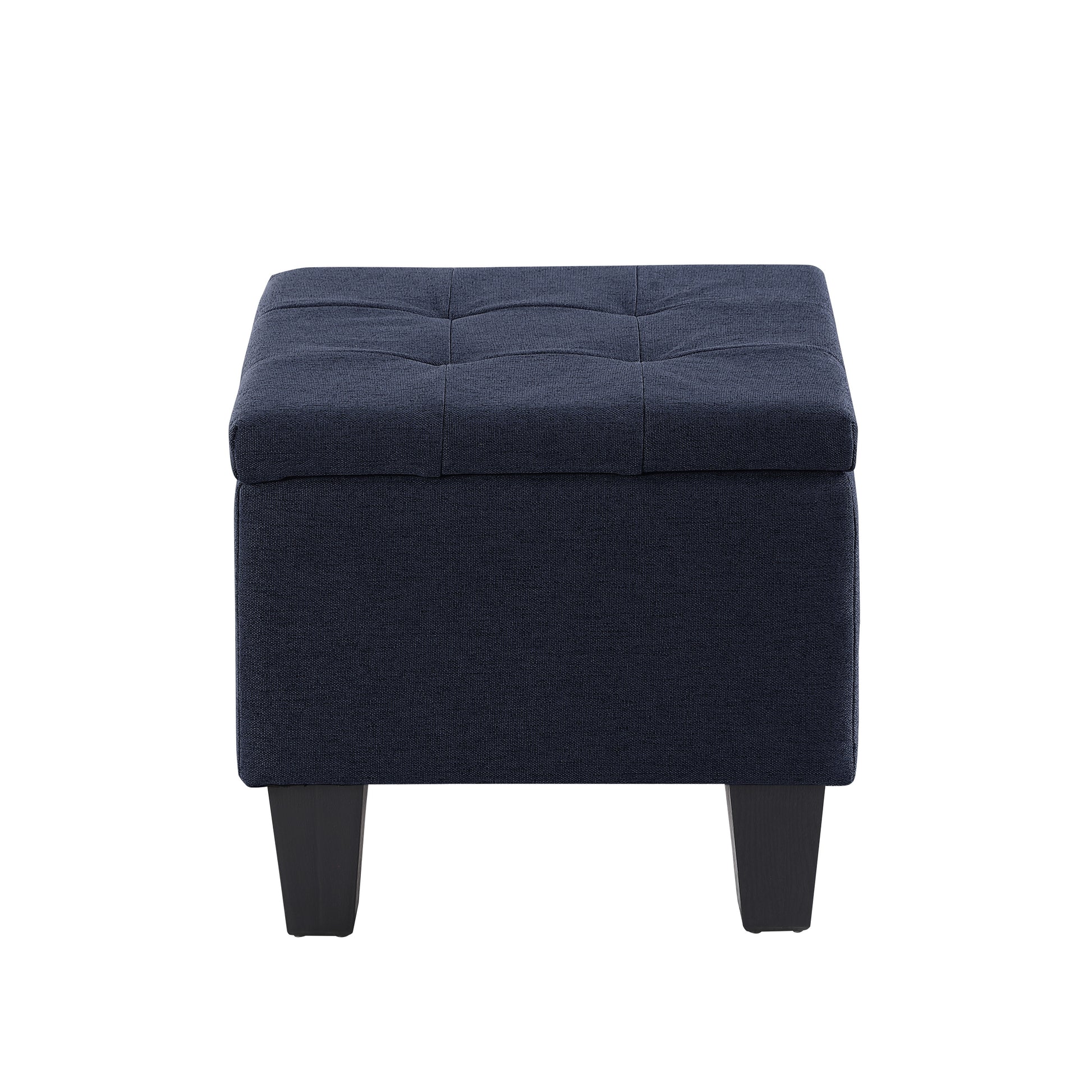 Video Large Storage Ottoman Bench Set, 3 In 1 Combination Ottoman, Tufted Ottoman Linen Bench For Living Room, Entryway, Hallway, Bedroom Support 250Lbs Dark Blue Fabric