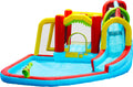 7 In1 Inflatable Slide Water Park Bouncing House Outdoor Soccer Garden Bouncer With Splash Pool & Water& Climbing Wall & Basketball & Football Multicolor Oxford Fabric