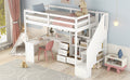 Twin Size Loft Bed With L Shaped Desk And Drawers, Cabinet And Storage Staircase, White White Pine