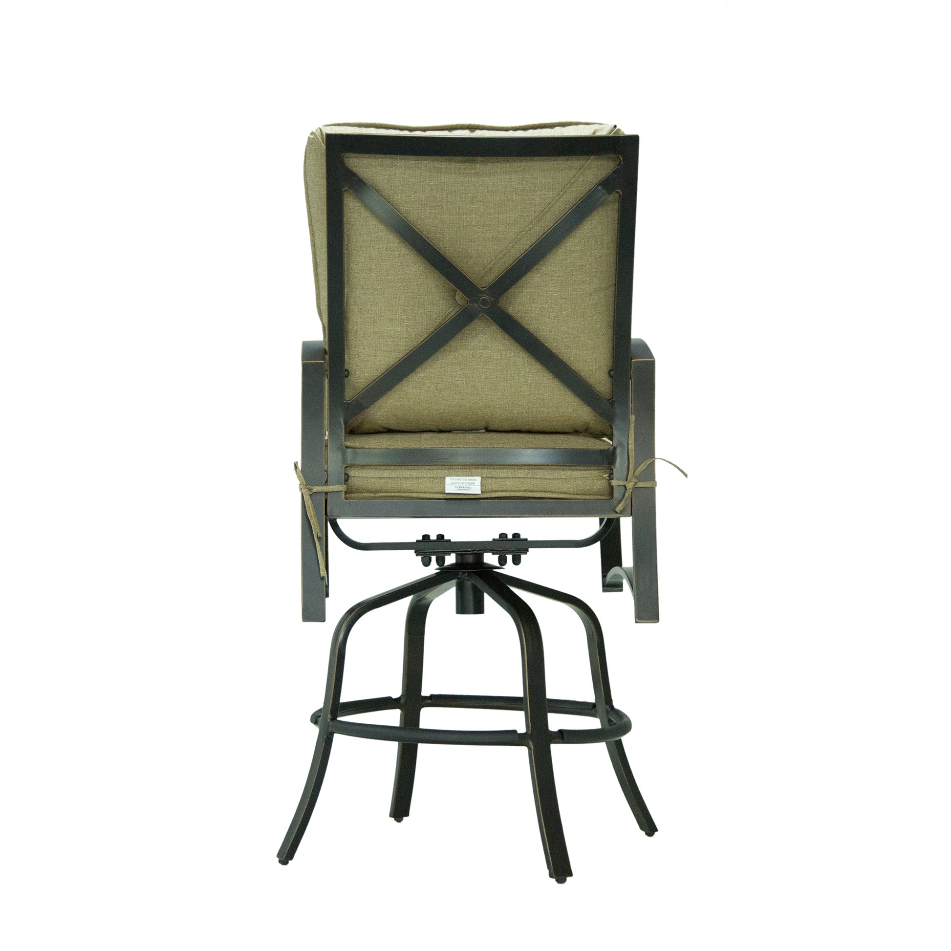 Bar Chair With Back And Seat Cushion, Set Of 2 Antique Bronze Aluminium