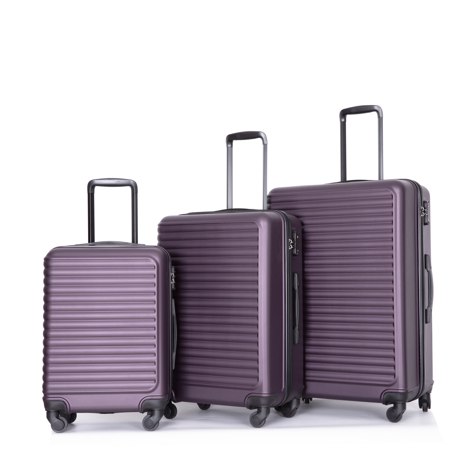 3 Piece Luggage Sets Abs Lightweight Suitcase With Two Hooks, Spinner Wheels, Tsa Lock, 20 24 28 Purple Purple Abs