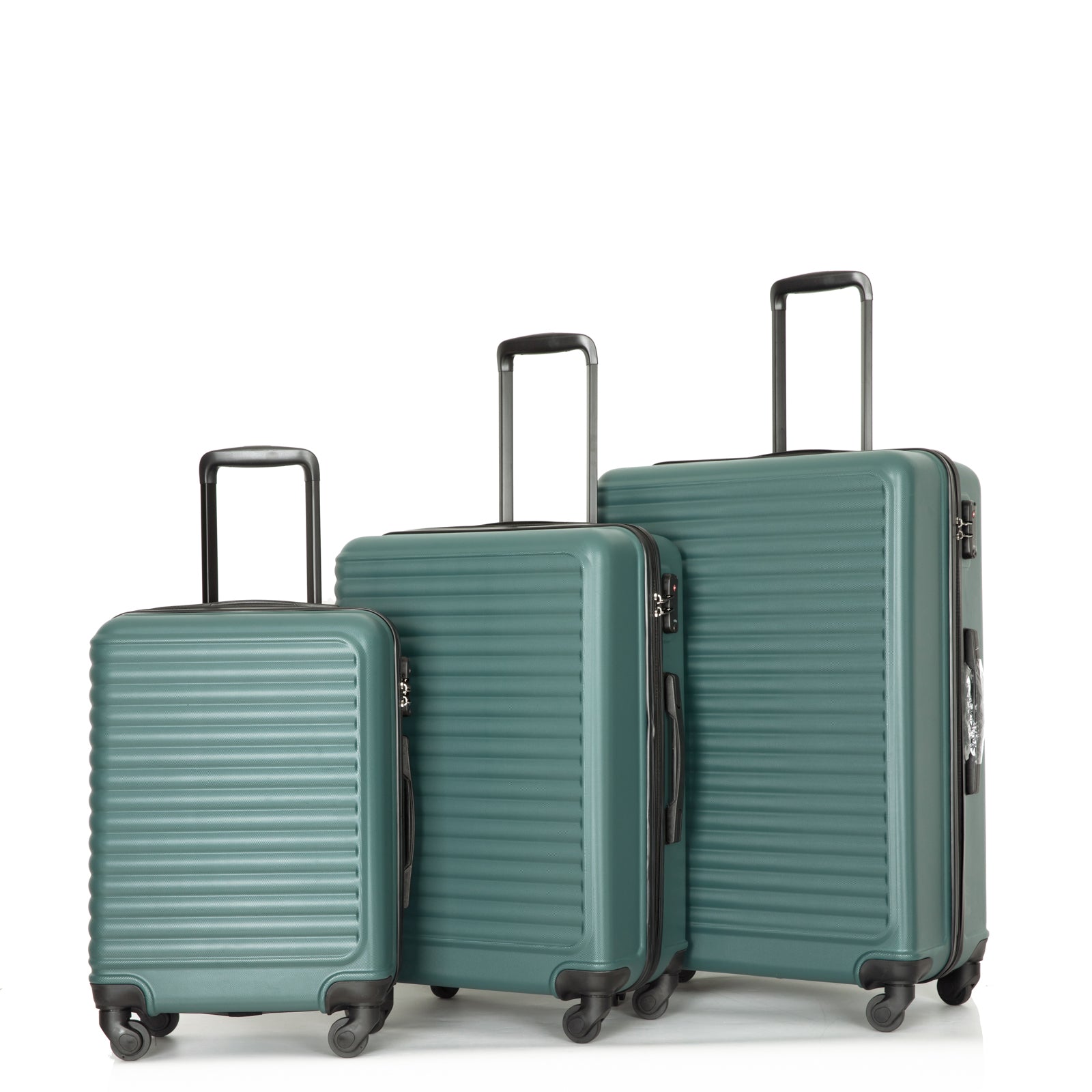 3 Piece Luggage Sets Abs Lightweight Suitcase With Two Hooks, Spinner Wheels, Tsa Lock, 20 24 28 Green Green Abs