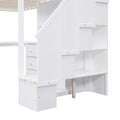 Twin Size Loft Bed With L Shaped Desk And Drawers, Cabinet And Storage Staircase, White White Pine