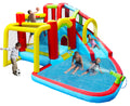 7 In1 Inflatable Slide Water Park Bouncing House Outdoor Soccer Garden Bouncer With Splash Pool & Water& Climbing Wall & Basketball & Football Multicolor Oxford Fabric
