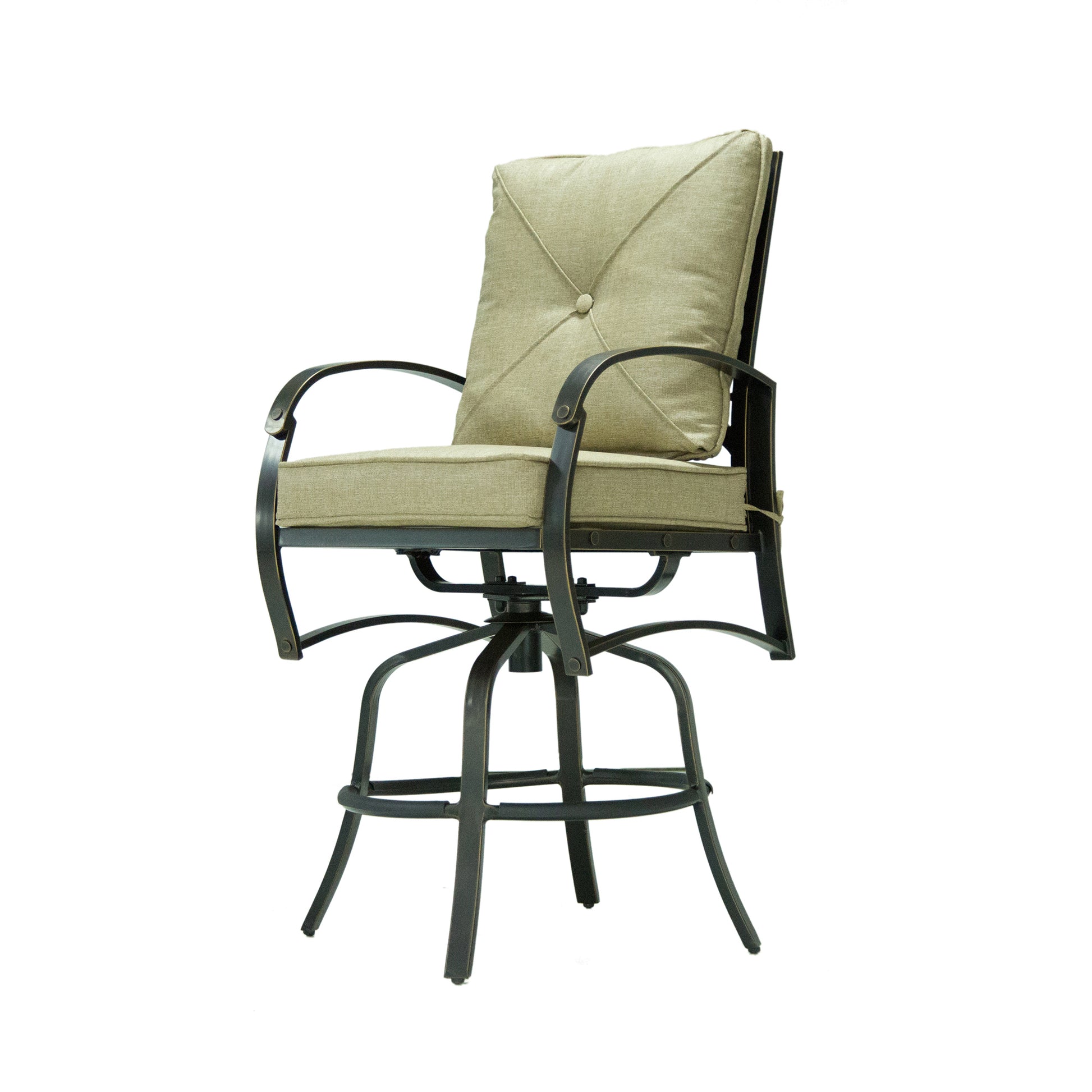 Bar Chair With Back And Seat Cushion, Set Of 2 Antique Bronze Aluminium