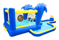 6 In1 Inflatable Slide Water Park Trampoline Bouncing House Outdoor Garden With Dolphin Sprinkler & Target Games & Water& Basketball Multicolor Oxford Fabric