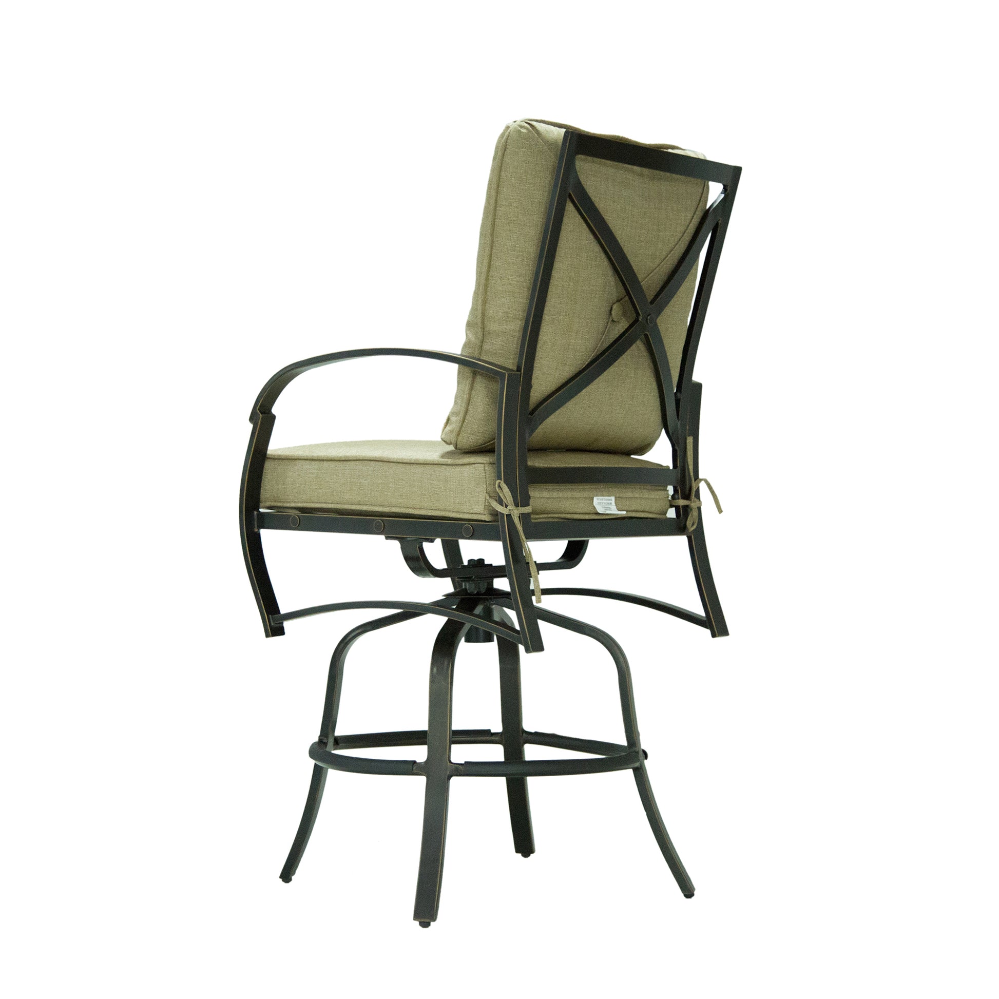 Bar Chair With Back And Seat Cushion, Set Of 2 Antique Bronze Aluminium