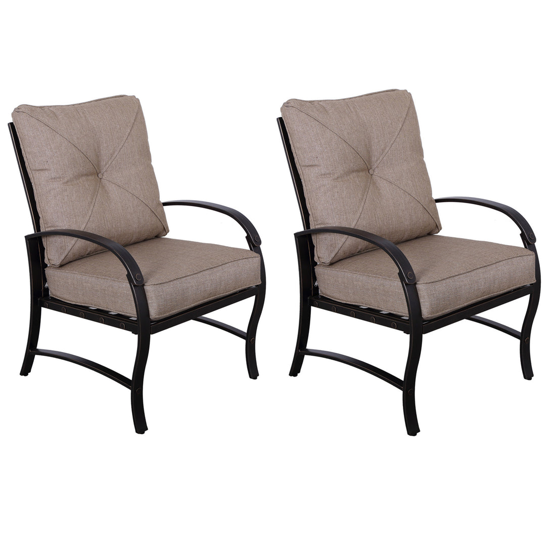 Modern Dining Chair With Back And Seat Cushion, Set Of 2 Antique Bronze Aluminium