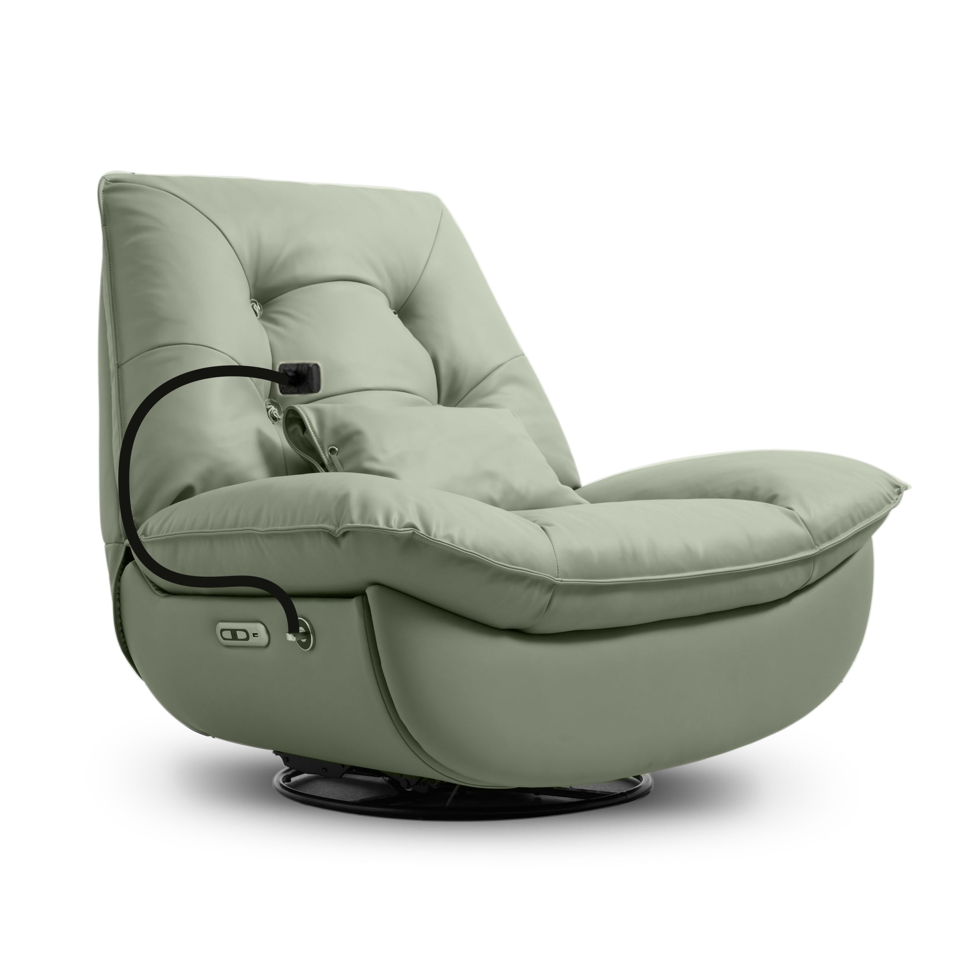 Smart Multifunction Recliner Chair Electric Green No Feather Green Pu Leather