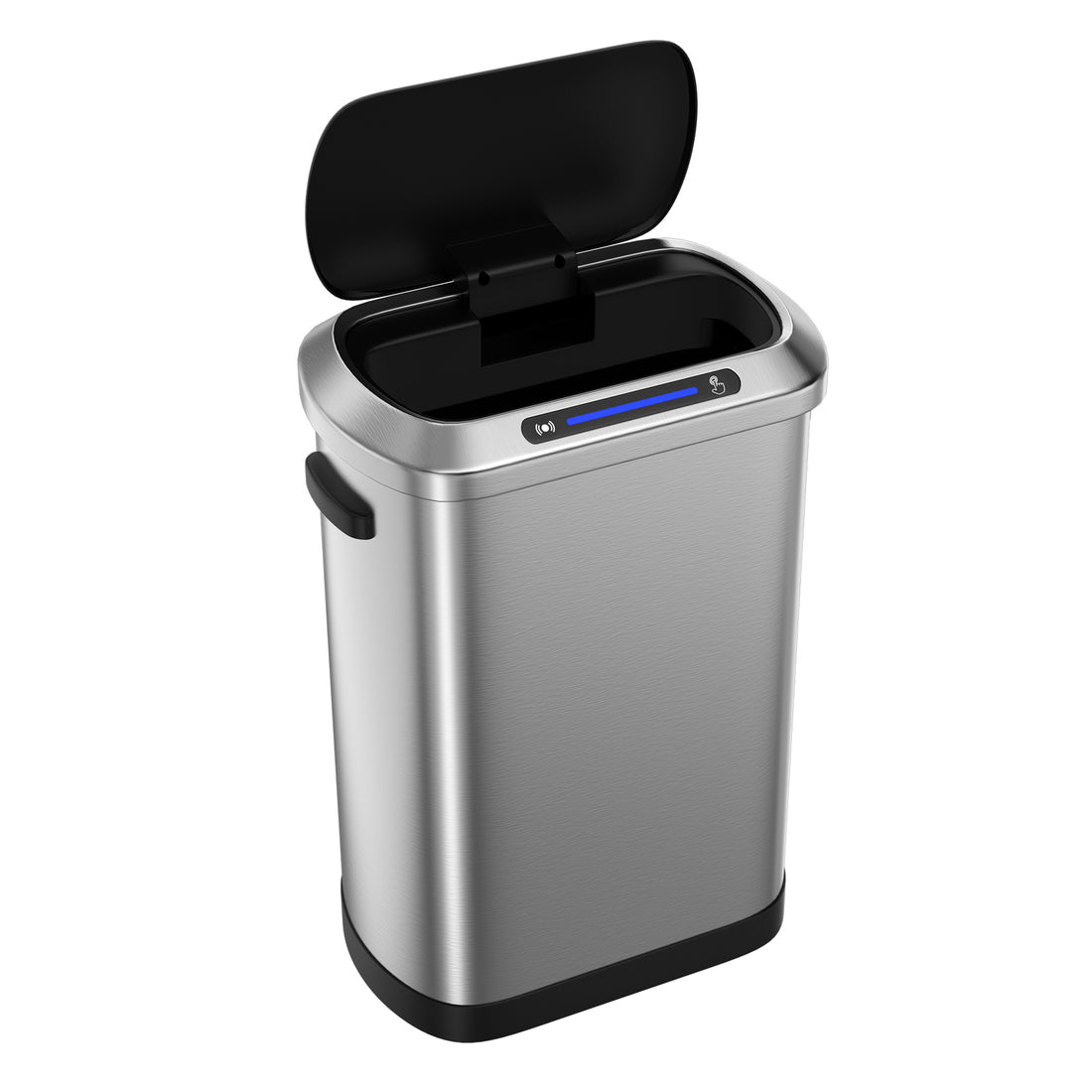 50L Smart Automatic Trash Cans Full Intelligent Sensor Black And Silver Steel