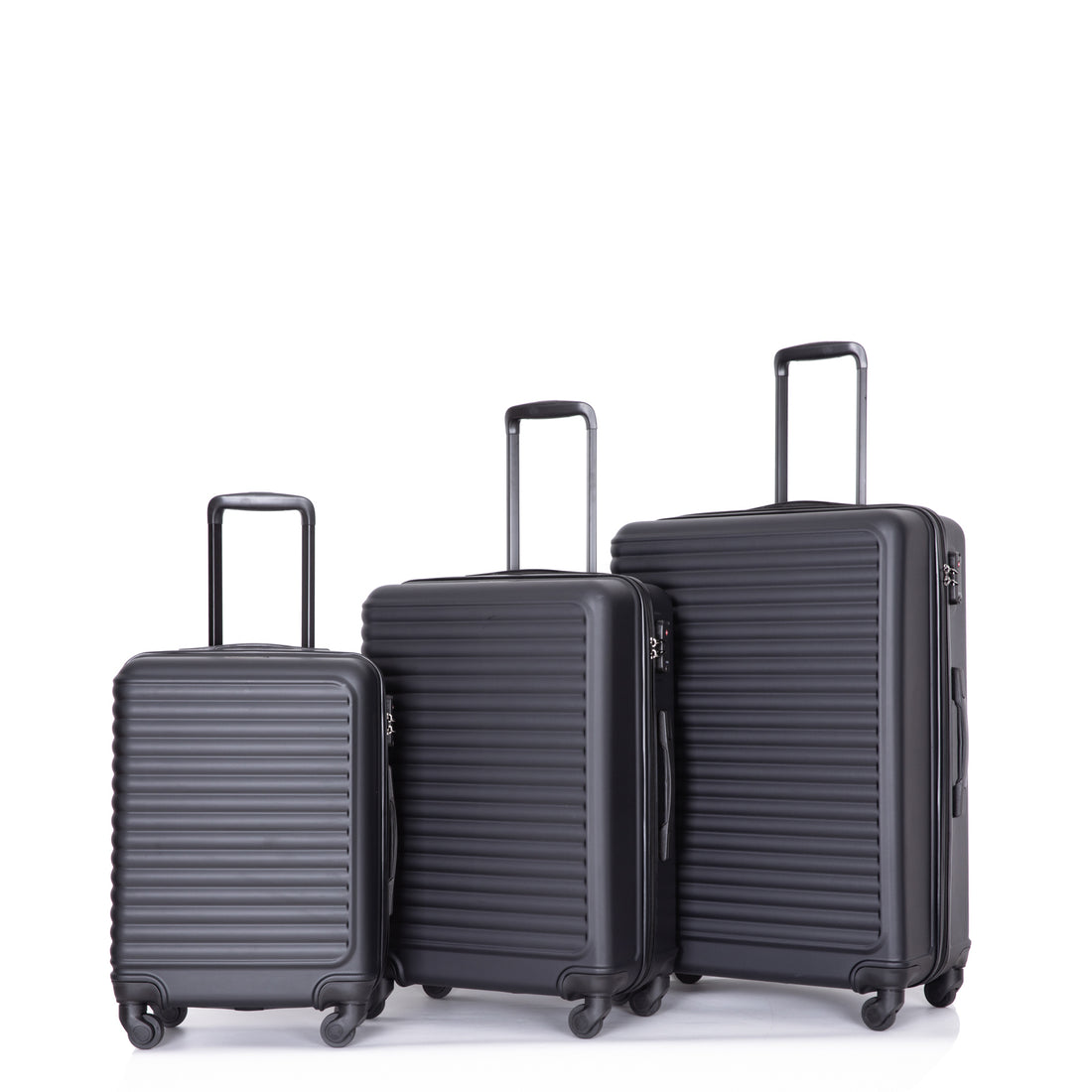 3 Piece Luggage Sets Abs Lightweight Suitcase With Two Hooks, Spinner Wheels, Tsa Lock, 20 24 28 Black Black Abs