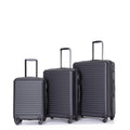 3 Piece Luggage Sets Abs Lightweight Suitcase With Two Hooks, Spinner Wheels, Tsa Lock, 20 24 28 Black Black Abs