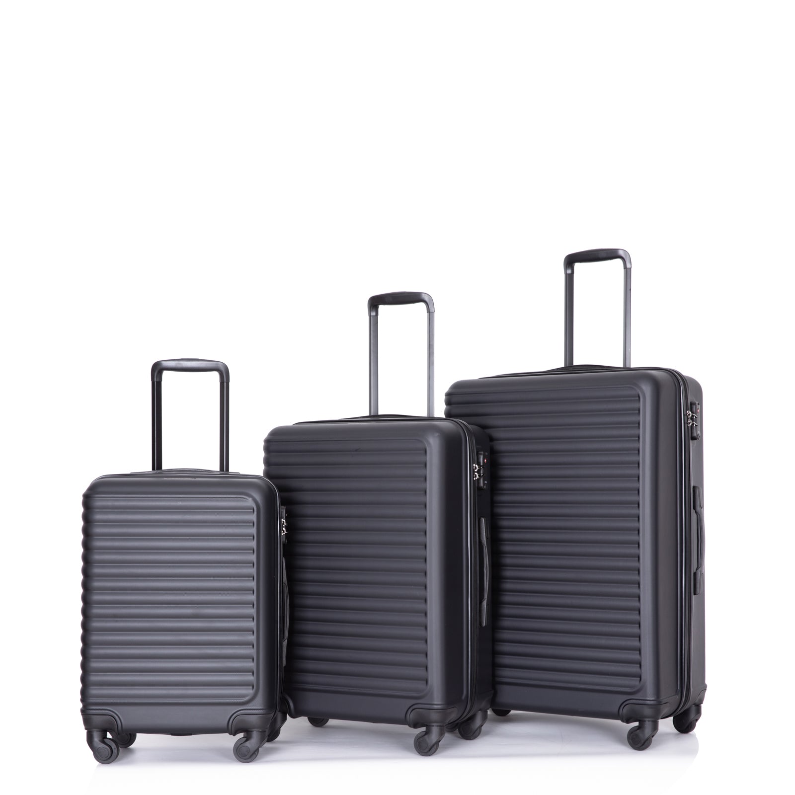 3 Piece Luggage Sets Abs Lightweight Suitcase With Two Hooks, Spinner Wheels, Tsa Lock, 20 24 28 Black Black Abs